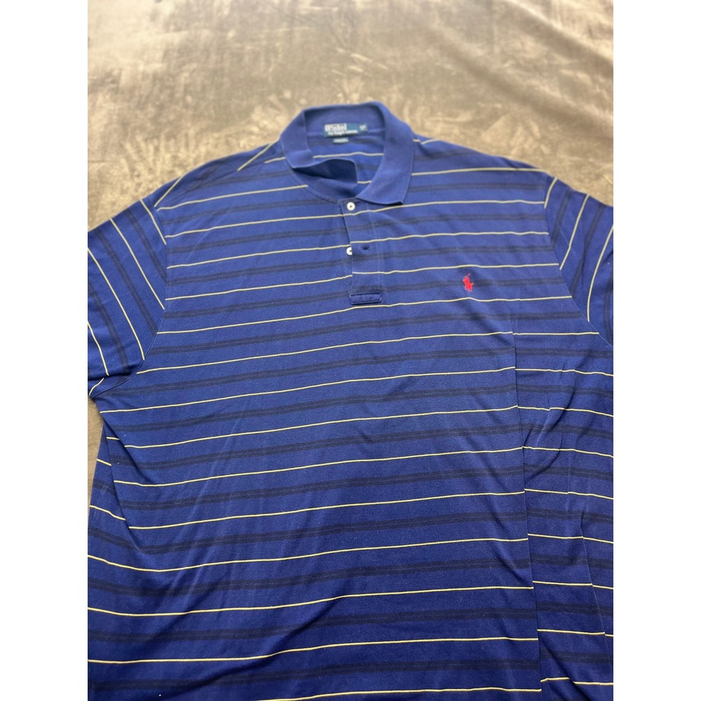 Mens Polo‎ Ralph Lauren Big Tall Striped Short Sleeve Polo Shirt 4XB Blue Yellow